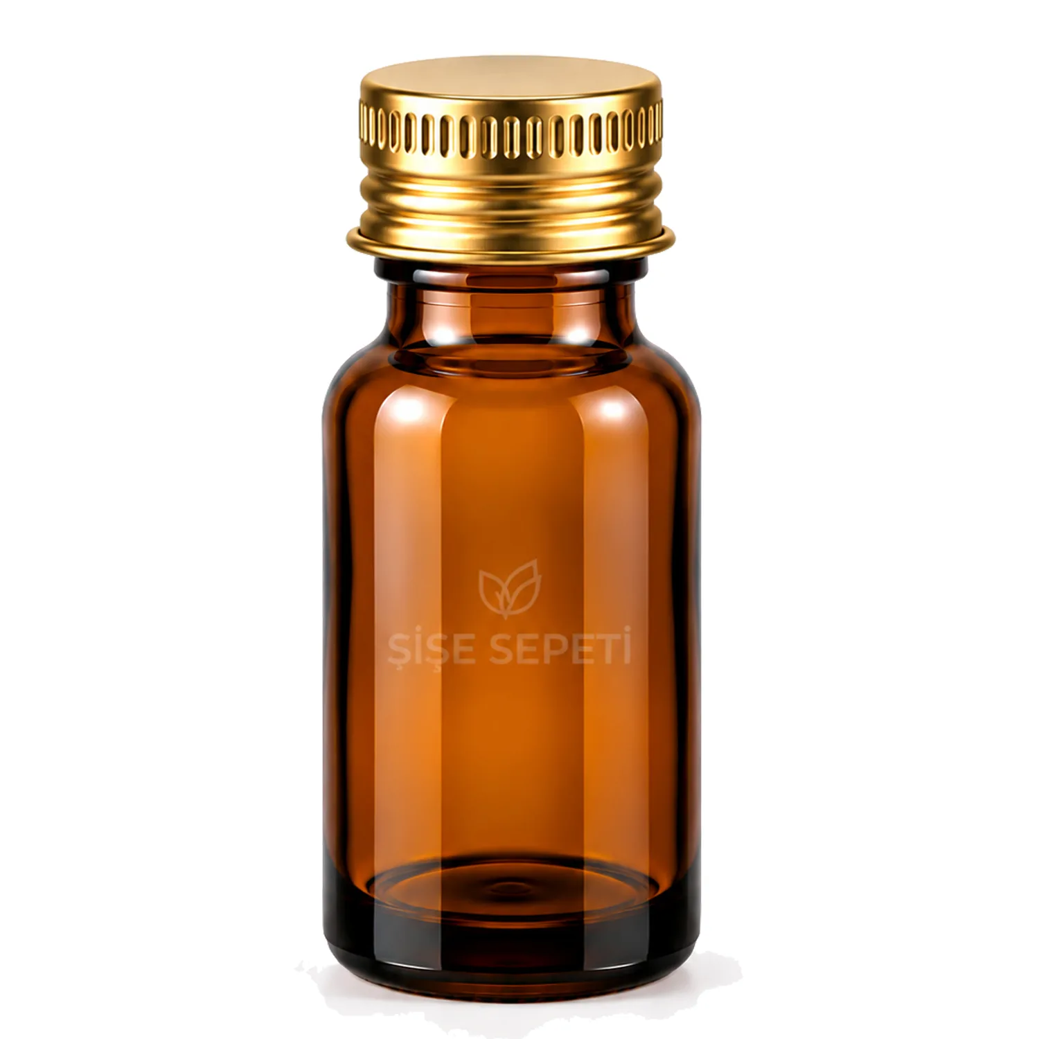 10 ml Amber Boş Şişe Gold Metal Düz Kapaklı Cam Şişe Bitkisel Yağ Şişesi