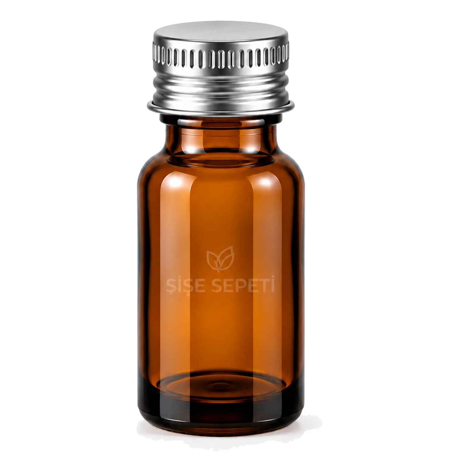 10 ml Amber Cam Şişe Gümüş Metal Düz Kapaklı Boş Şişe