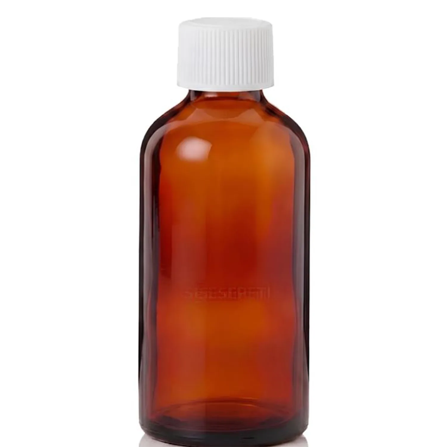 100 ml Amber Cam Şişe Beyaz Düz Kapaklı Boş Şişe