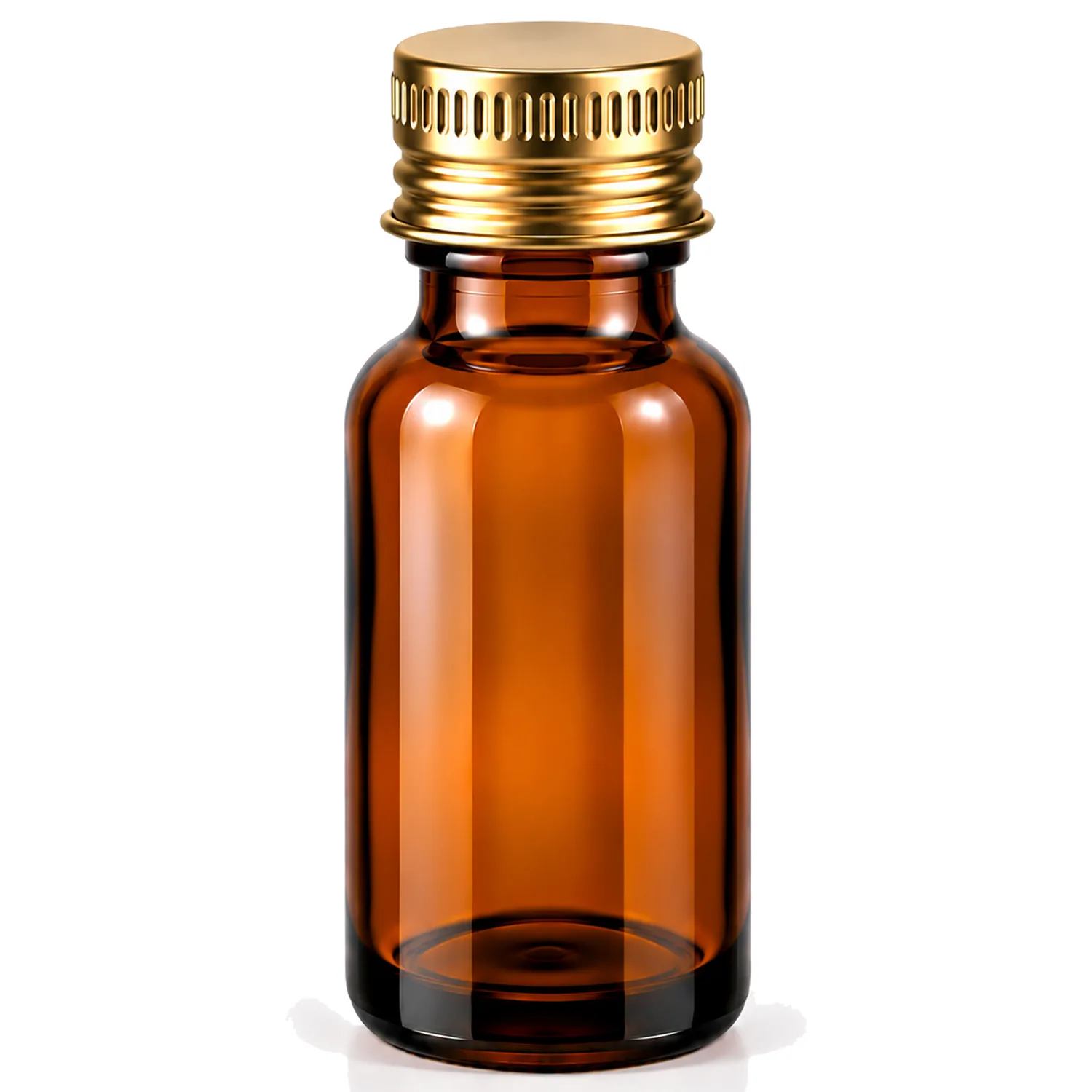 30 ml Amber Cam Şişe Gold Metal Düz Kapaklı Boş Şişe