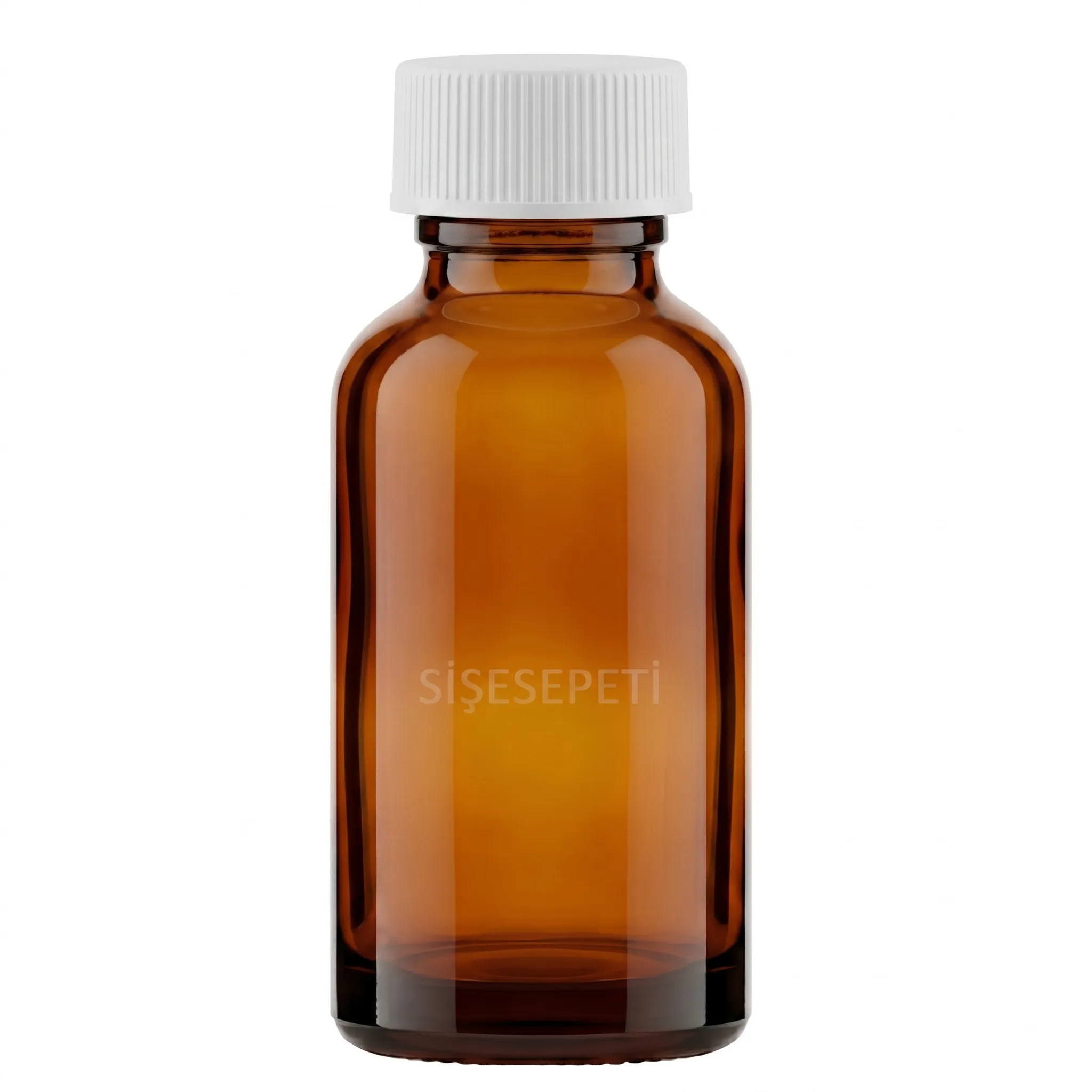 5 ml Amber Cam Şişe Beyaz Düz Kapaklı Boş Şişe