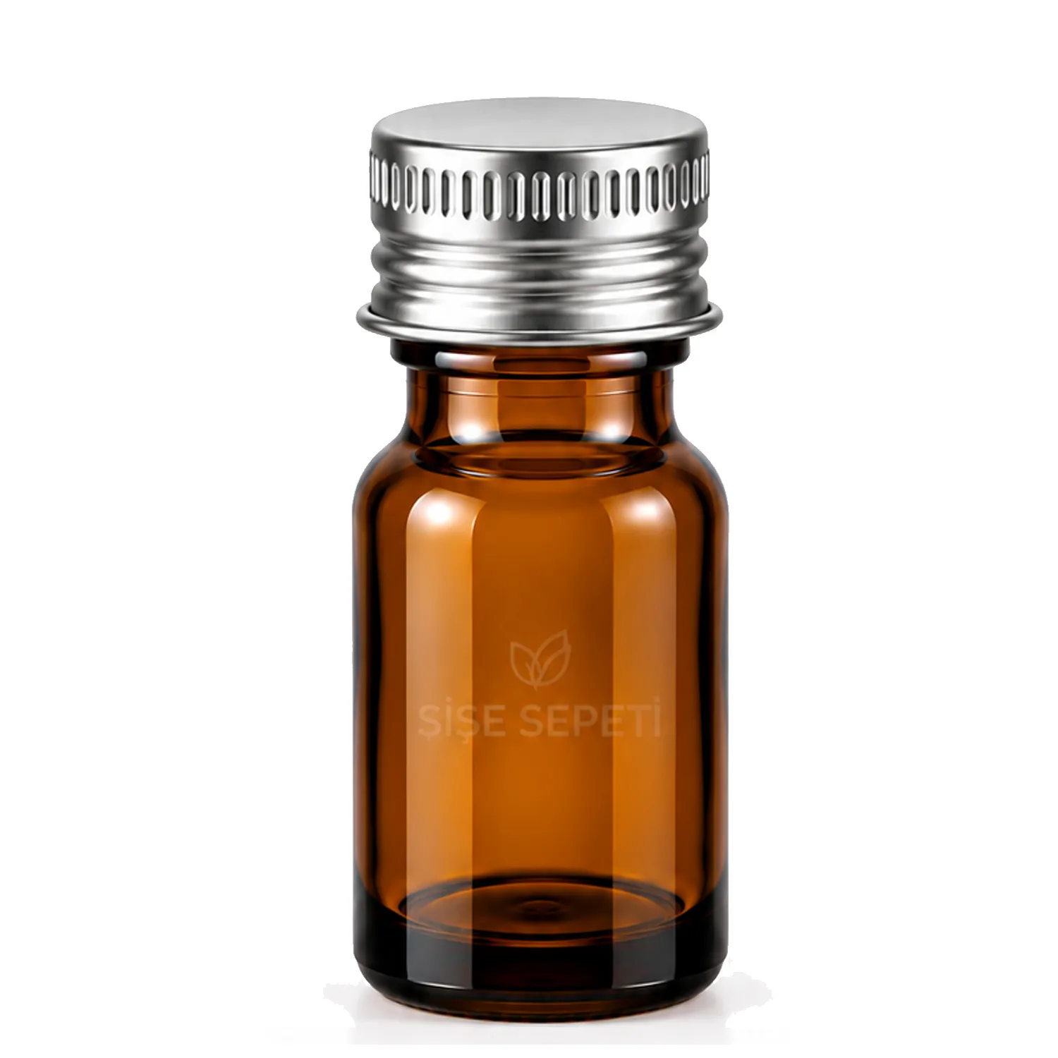 5 ml Amber Cam Şişe Gümüş Metal Düz Kapaklı Boş Şişe
