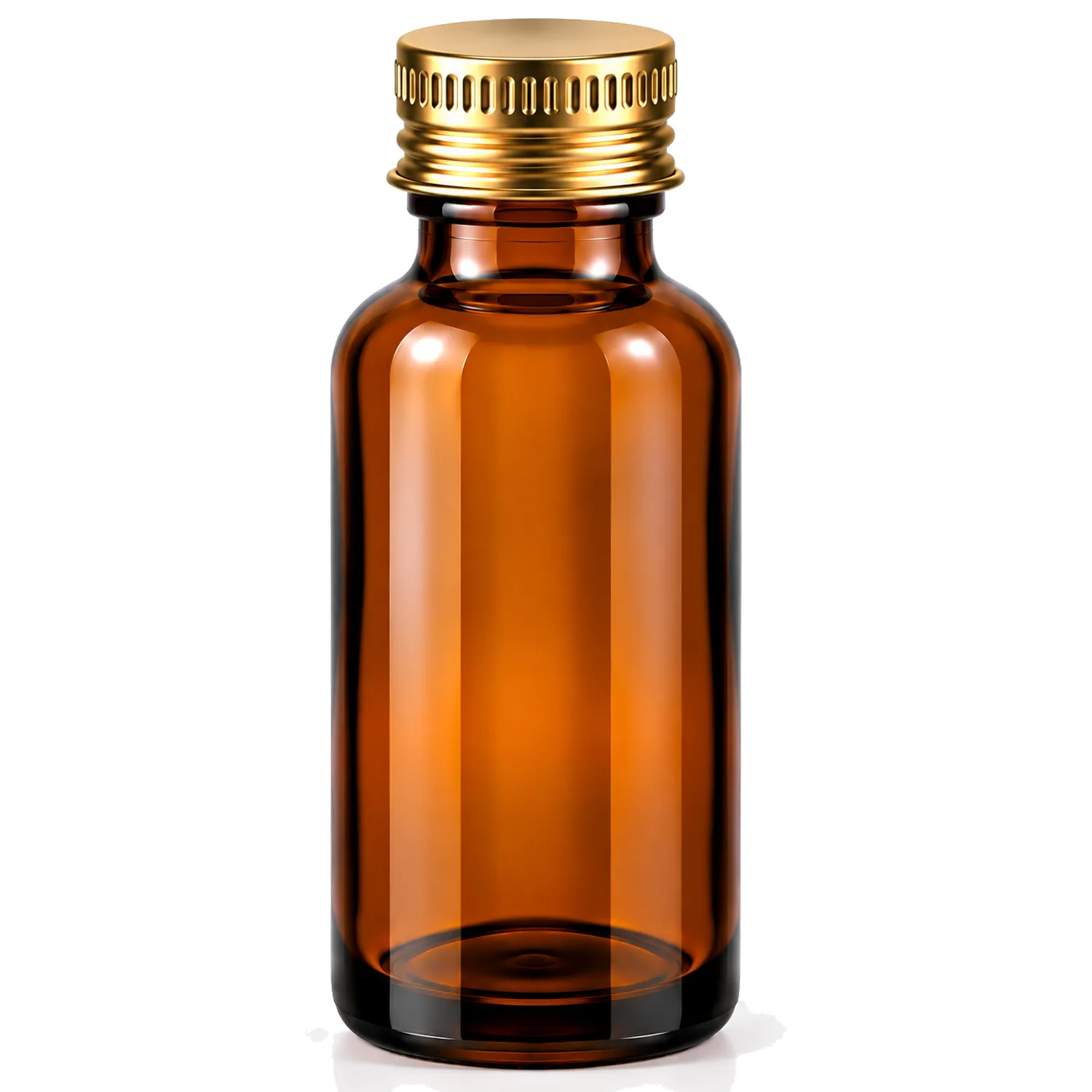 50 ml Amber Cam Şişe Gold Metal Düz Kapaklı Boş Şişe